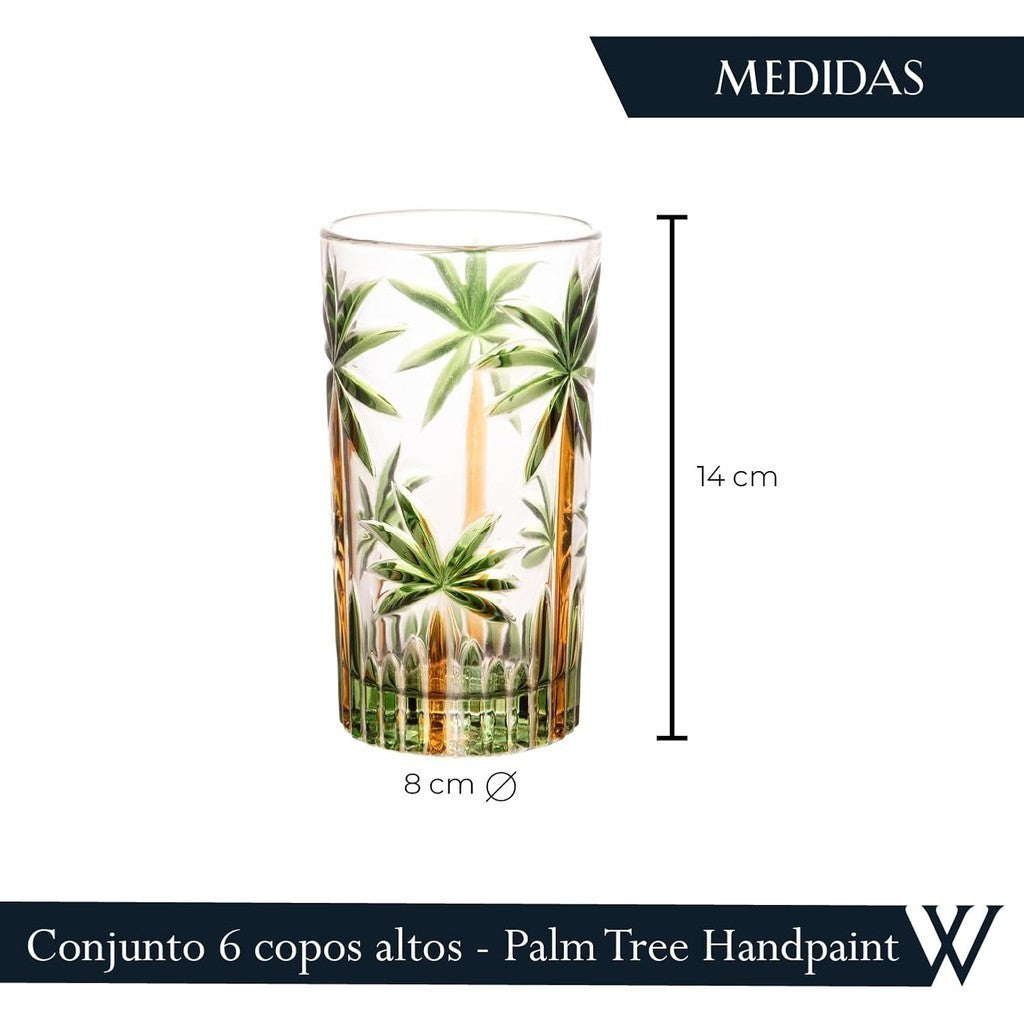 Visualização - Jogo De Copos Longos De Cristal 6 Peças Palm Tree 350ml