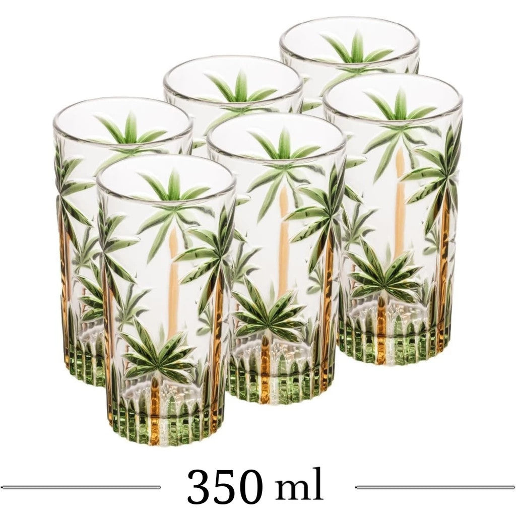 Visualização - Jogo De Copos Longos De Cristal 6 Peças Palm Tree 350ml