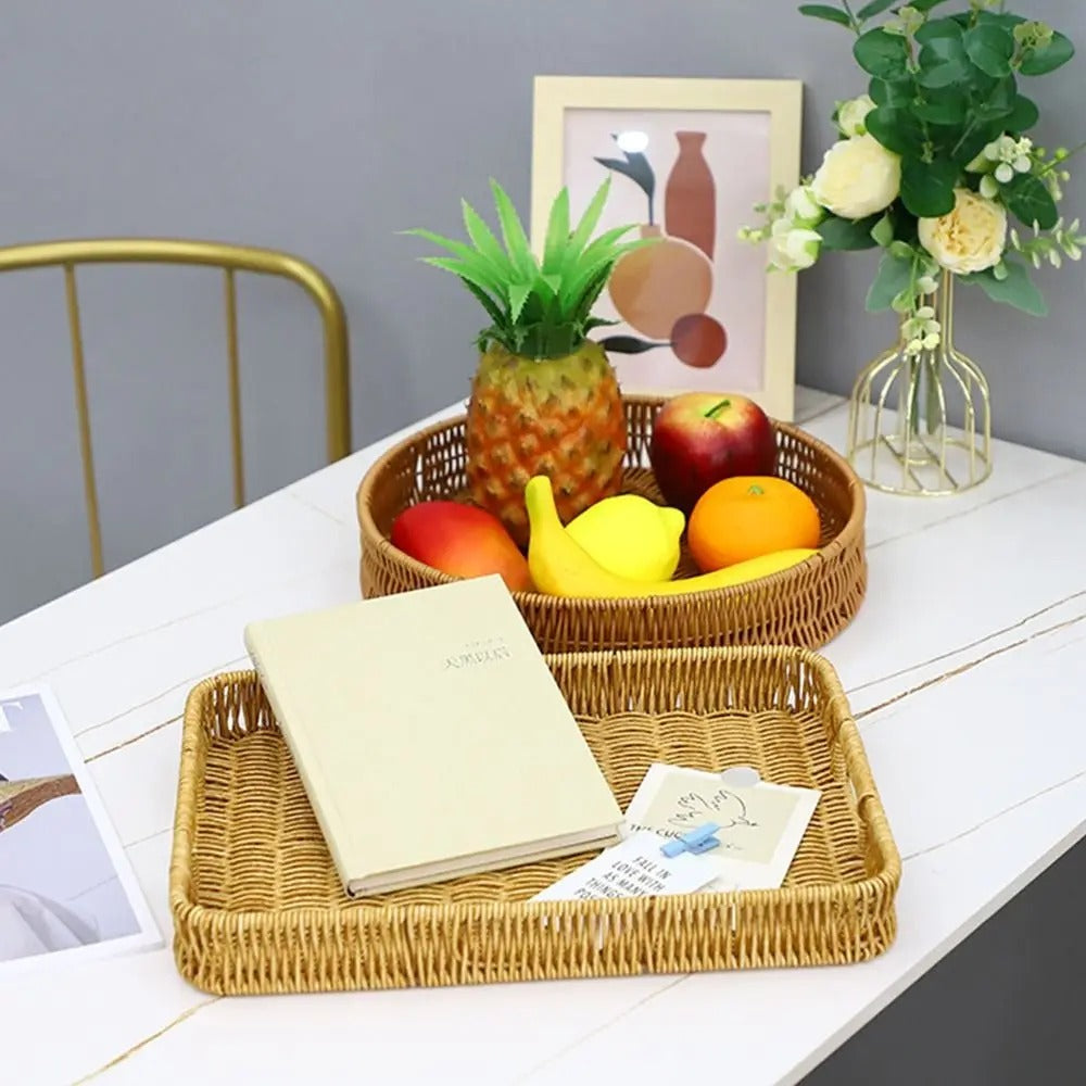 Visualização - Bandeja Decorativa de Vime Sintético