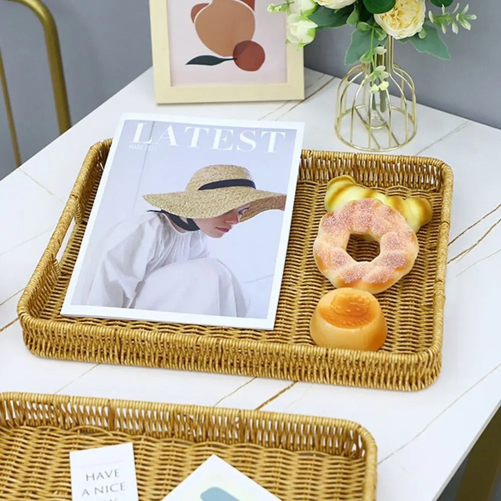 Visualização - Bandeja Decorativa de Vime Sintético
