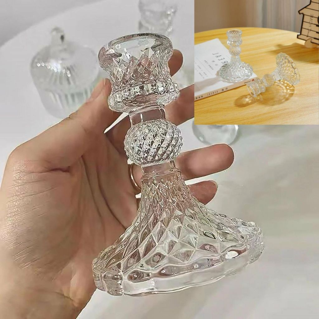 Visualização - Castiçal De Vidro Longo Kit Duas Peças