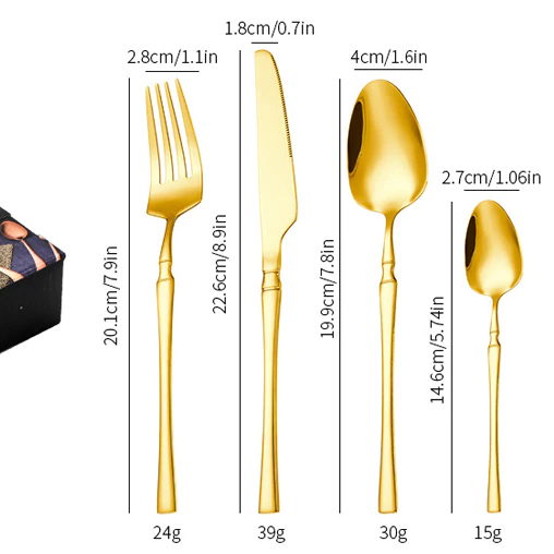 Visualização - Conjunto De Talheres De Aço Inox Dourado 24 Peças