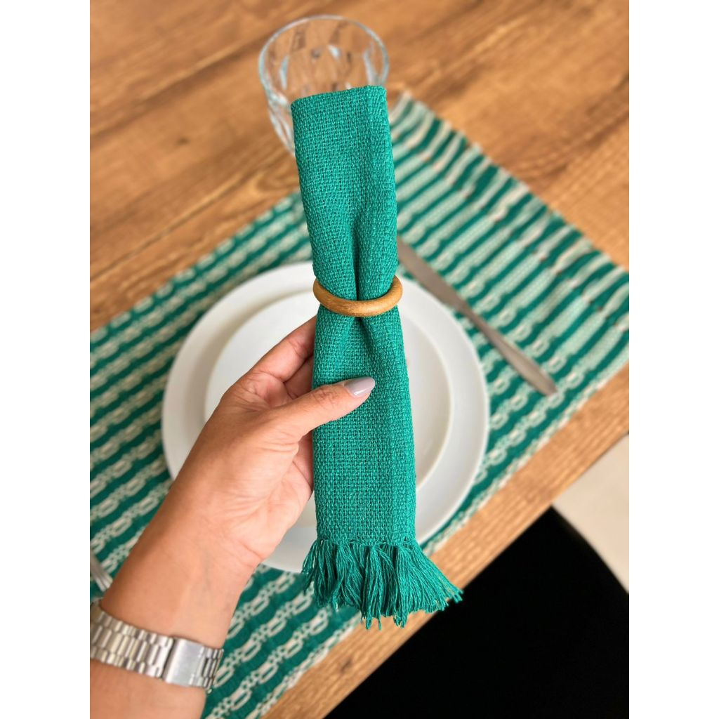 Visualização - Jogo Americano Retangular Artesanal Tear Mineiro Kit 4 Peças