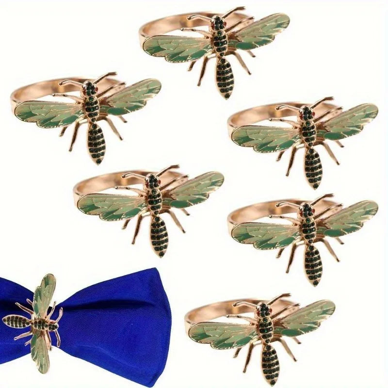 Visualização - Argola de Guardanapo KoriHome 4 peças Abelha e Libélula Elegante