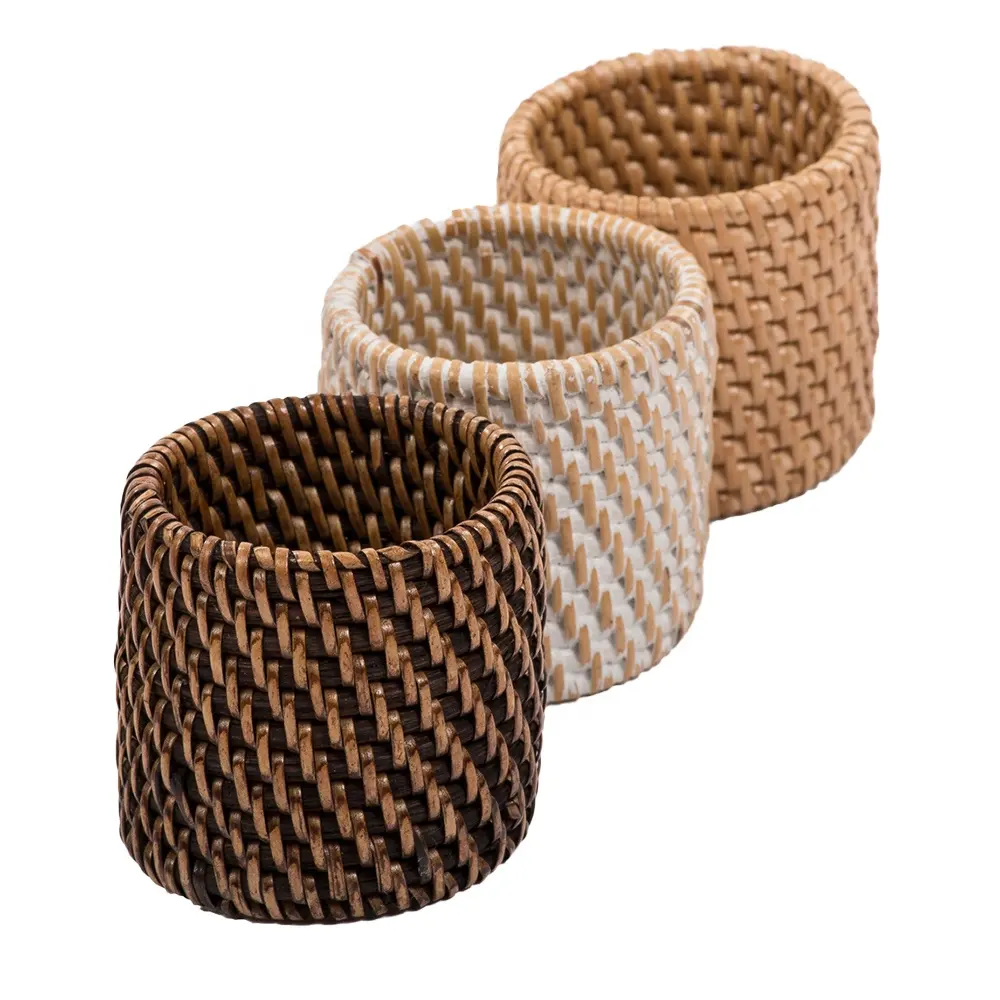 Visualização - Argola de Guardanapo KoriHome 4 Peças Rattan Design Minimalista e Elegante