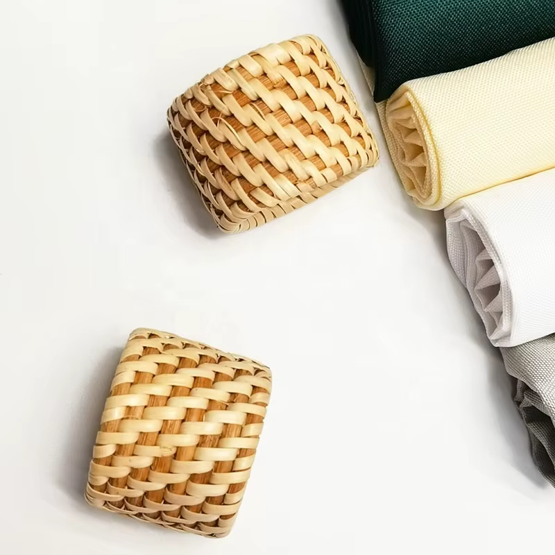 Visualização - Argola de Guardanapo KoriHome 4 Peças Rattan Design Minimalista e Elegante