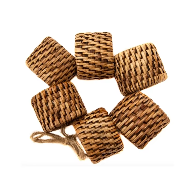 Visualização - Argola de Guardanapo KoriHome 4 Peças Rattan Design Minimalista e Elegante